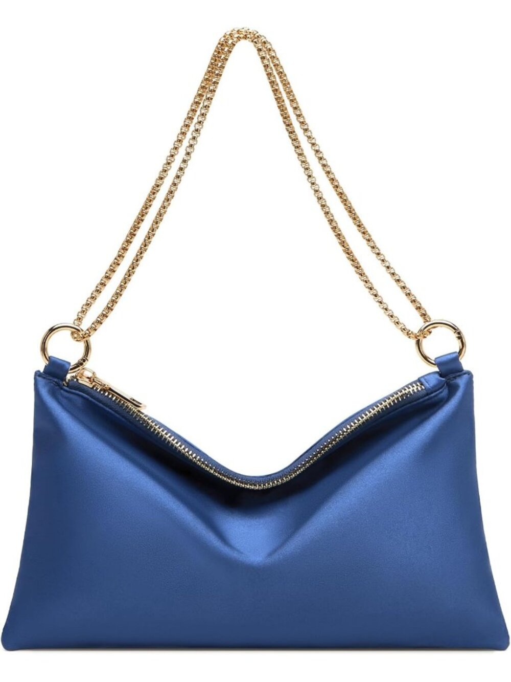 Women's Blue Satin Purse Prom Wedding Cocktail Evening Shoulder Bag